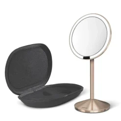 Simplehuman sminkespeil med lys, 12 cm - Rosegull, reisespeil