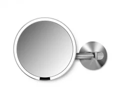 Simplehuman sminkespeil med lys, 20cm veggmontert kabel - Børstet stål