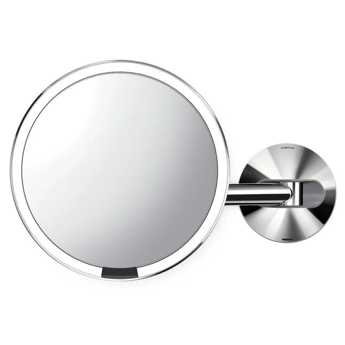 Simplehuman sminkespeil med lys, 20cm veggmontert kabel - Krom