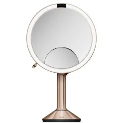Simplehuman sminkespeil trio med lys, sensor og oppladbart - Rosegull
