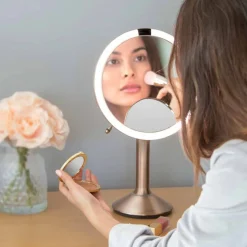 Simplehuman sminkespeil trio med lys, sensor og oppladbart - Rosegull