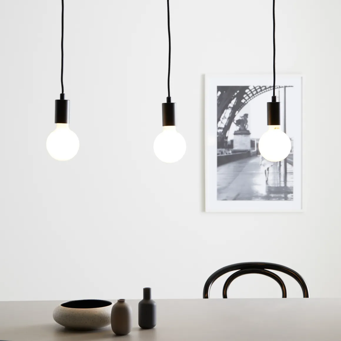 Sky pendel rett 3 lys - Svart - Svart