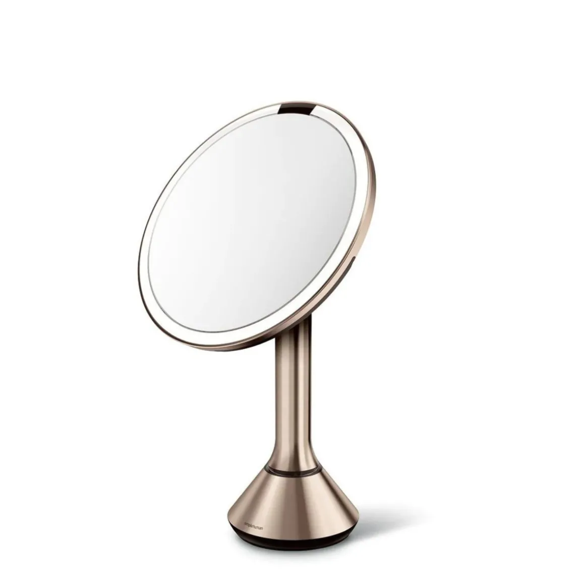 Sminkespeil med lys, sensor og oppladbart 20cm - Rosegull