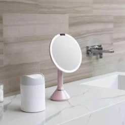 Sminkespeil med lys, sensor og oppladbart 20cm - Rosa