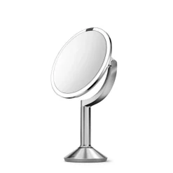 Sminkespeil trio med lys, sensor og oppladbart - Børstet stål