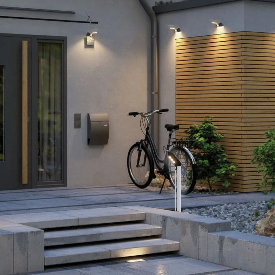 Solar LED pullert 1,22W 3000 Kelvin m/bevegelses sensor IP44 - Solcelle