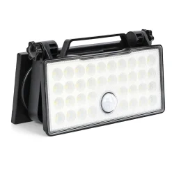 Solar portabel vegglampe 10W 3000 Kelvin IP65 utendørs med solcelle og sensor