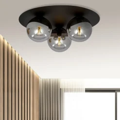 Solar taklampe 3 lys - Svart/Røykfarget