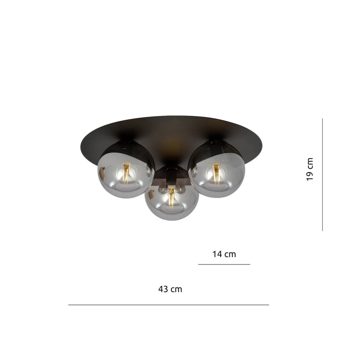 Solar taklampe 3 lys - Svart/Røykfarget