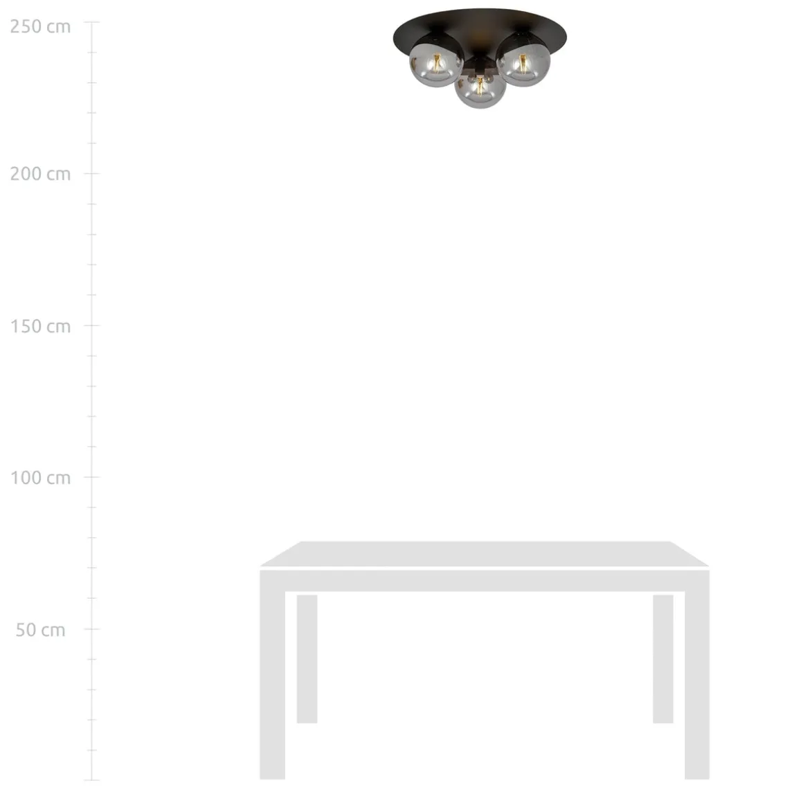 Solar taklampe 3 lys - Svart/Røykfarget