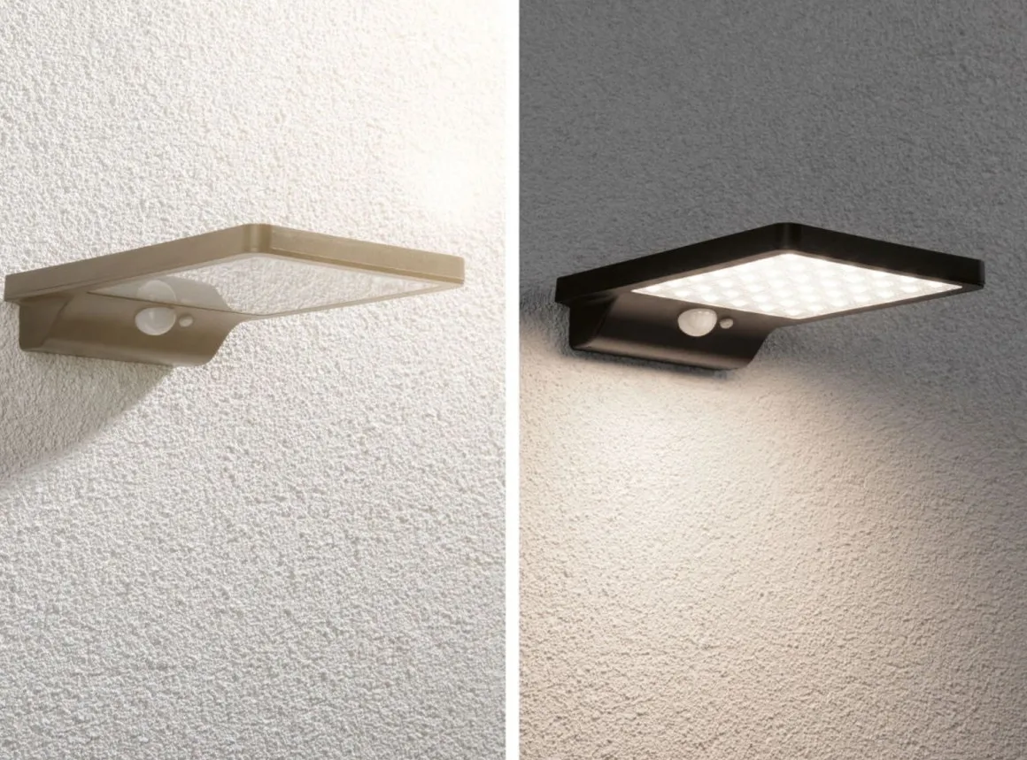 Solveig vegglampe utendørs 4,8W 3000 Kelvin m/bevegelses sensor - Solcelle