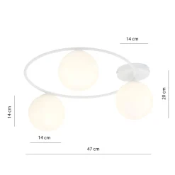 Sopra taklampe 3-lys - Hvit/Opal