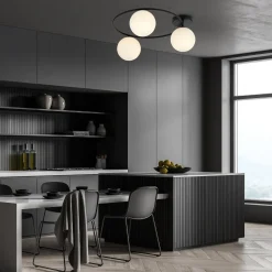 Sopra taklampe 3-lys - Svart/Opal