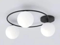 Sopra taklampe 3-lys - Svart/Opal