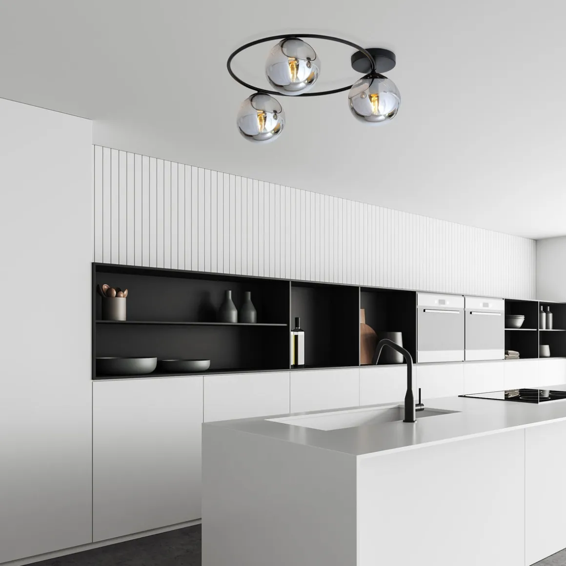 Sopra taklampe 3-lys - Svart/Røykfarget