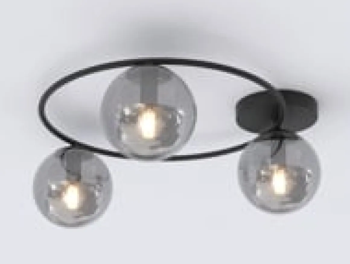 Sopra taklampe 3-lys - Svart/Røykfarget