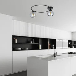 Sopra taklampe 2-lys - Svart/Røykfarget