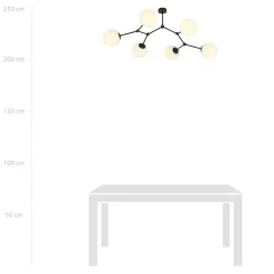 Space taklampe 6 lys - Svart/Opal