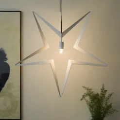 Stor adventstjerne i metall 80cm - hvit