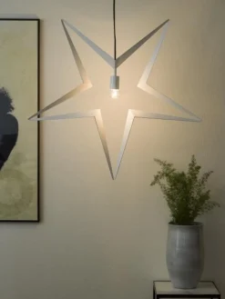 Stor adventstjerne i metall 80cm - hvit