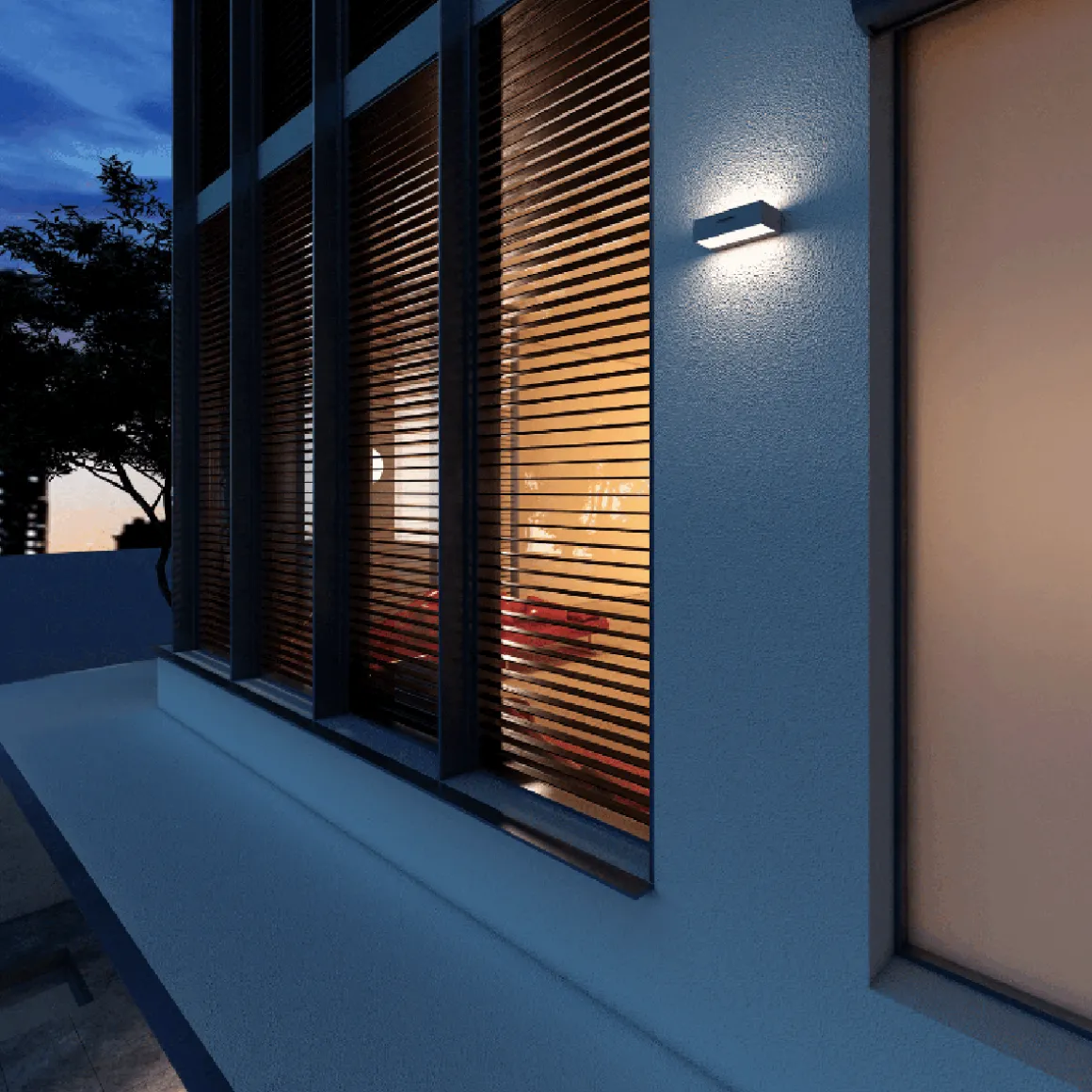 Subra square vegglampe opp/ned utendørs 2x4,5W IP54 - Mørk grå