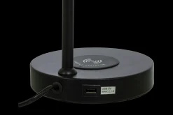 Tabela bordlampe med trådløs lader og USB - Svart