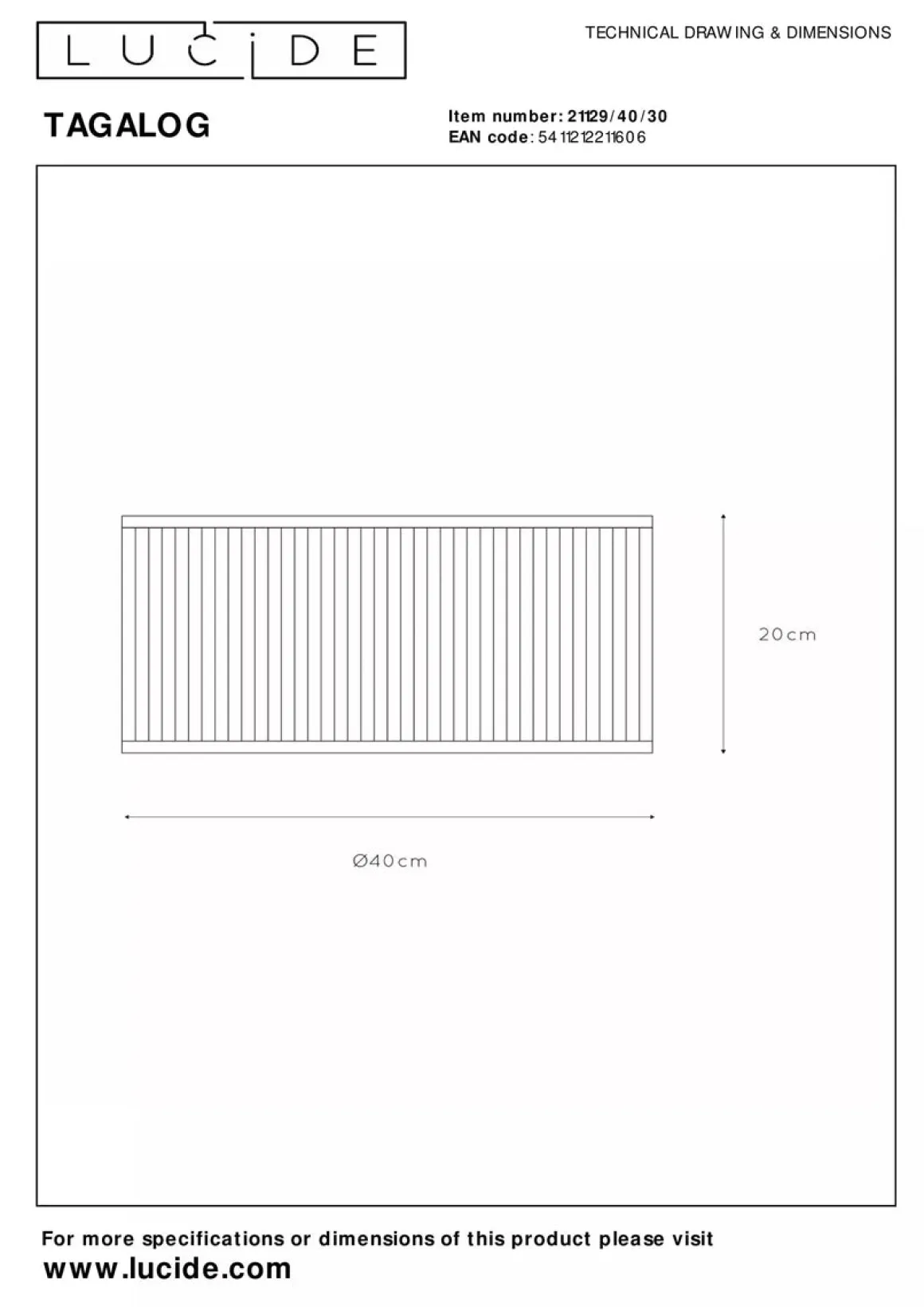 Tagalog taklampe 40 cm - Svart
