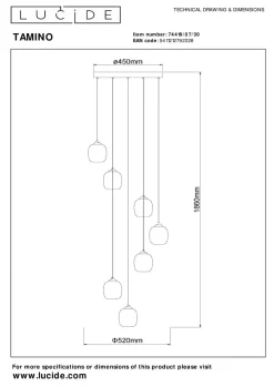 Tamino takpendel 7 x 7W 3000 Kelvin - Dimbar
