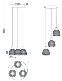 Tarifa rondell takpendel 3-lys