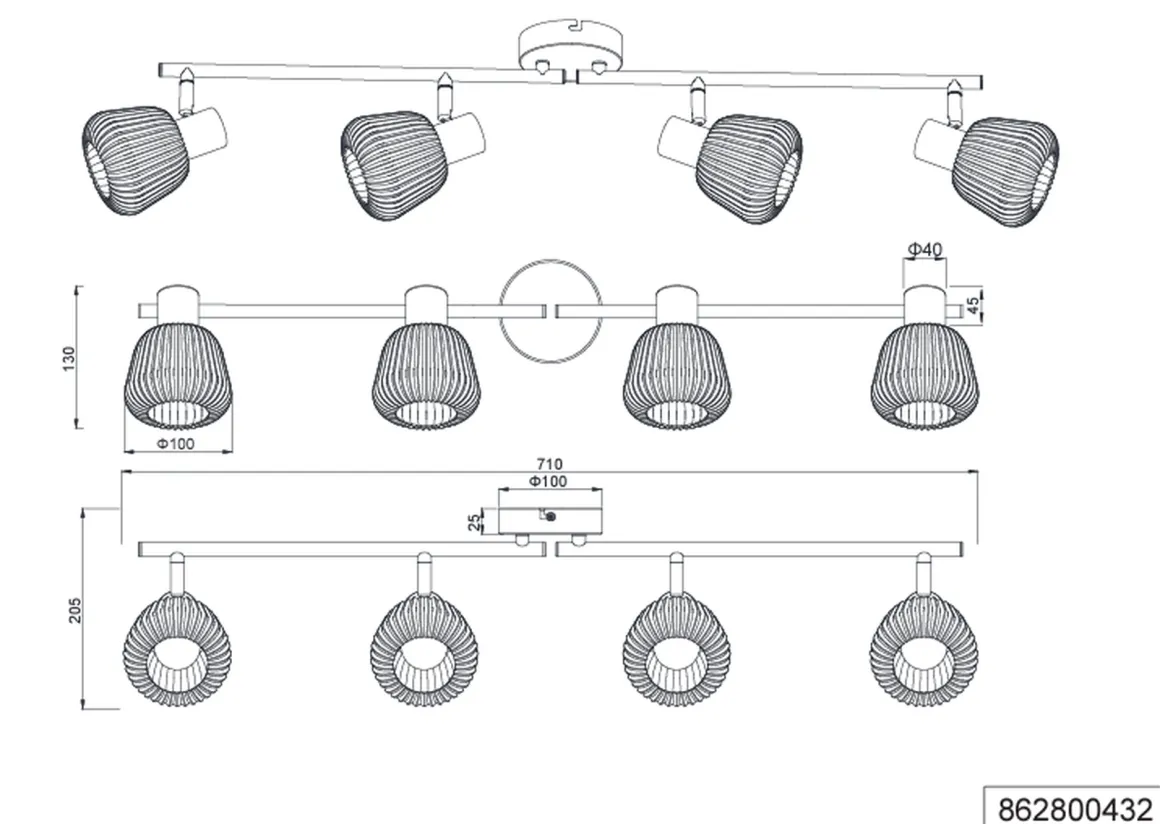 Tarifa taklampe 4-lys