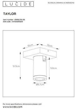 Taylor spot 1 lys IP44 baderom warm to dim 5W 2200-3000K