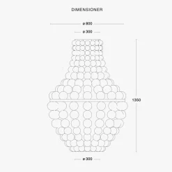 The Crown lysekrone 135 cm - Håndblåst glass