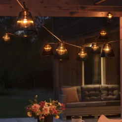 Tilleggsslynge 10 lys med svarte skjermer - Amber