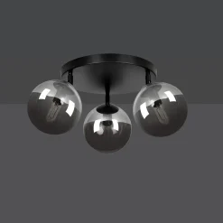 Tofi taklampe rund 3 lys - Svart/Røykfarget