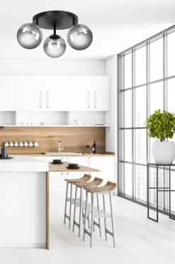 Tofi taklampe rund 3 lys - Svart/Røykfarget