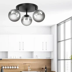 Tofi taklampe rund 3 lys - Svart/Røykfarget