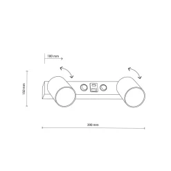 Top vegglampe med USB