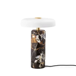Trip oppladbar bordlampe - Dark Clay marmor/Hvit skjerm