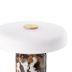 Trip oppladbar bordlampe - Dark Clay marmor/Hvit skjerm