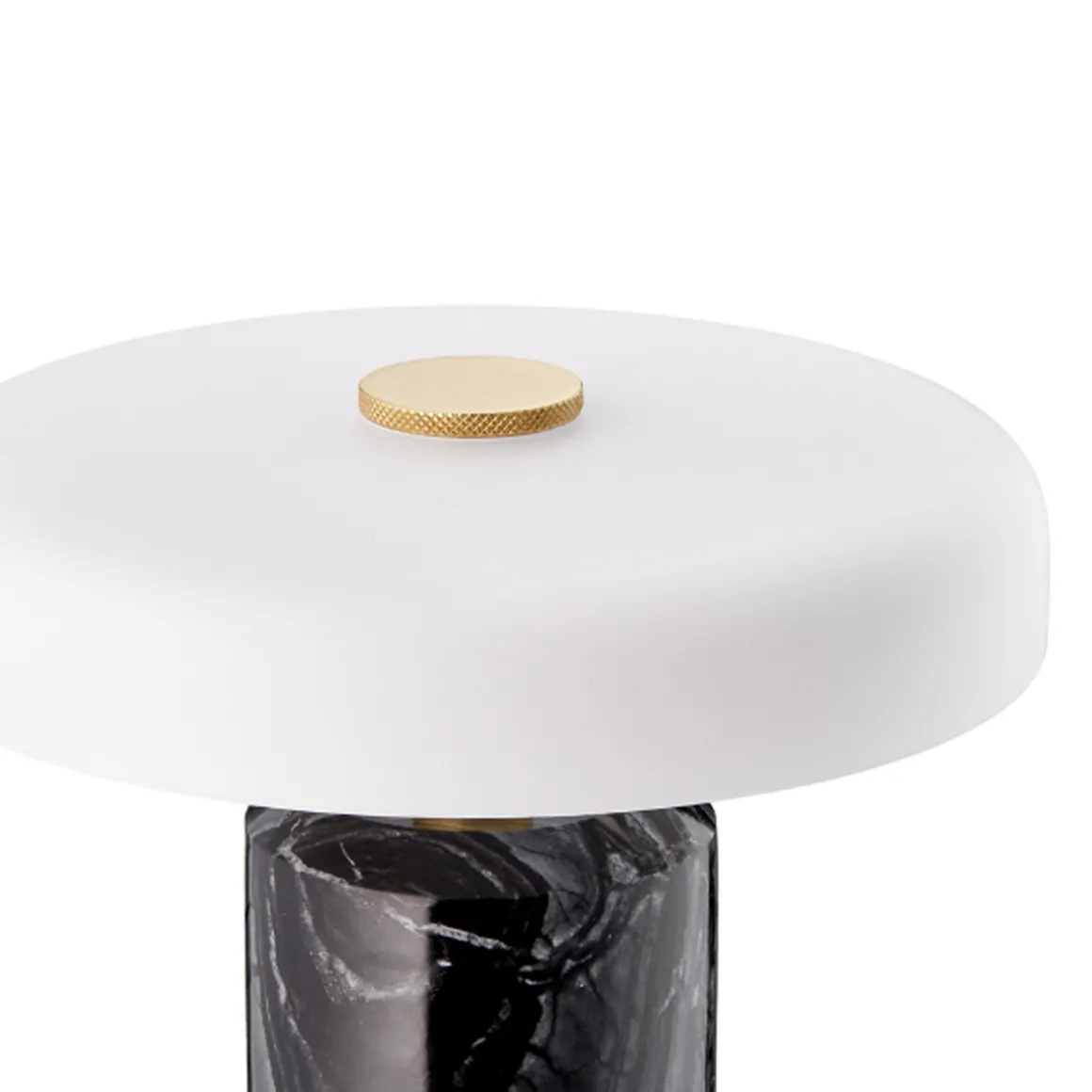 Trip oppladbar bordlampe - Sort marmor/Hvit skjerm