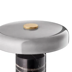 Trip oppladbar bordlampe - Ask marmor/Grå blank skjerm