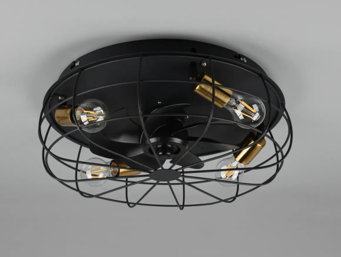 Trondheim takvifte 4 lys m/fjernkontroll - Svart/Gullfarget