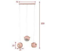 Tubbie takpendel 3 lys - Dusty Pink