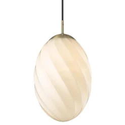 Twist Egg takpendel 25 cm - Antikk messing/Hvit