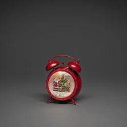 Vannfylt vekkerklokke med nisse, barn og juletre