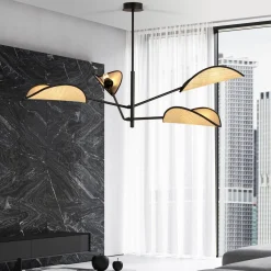 Vene taklampe 4-lys - Svart/Natur