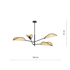 Vene taklampe 4-lys - Svart/Natur