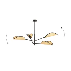 Vene taklampe 4-lys - Svart/Natur