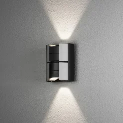 Vidar vegglampe utendørs opp/ned 2x5W - Svart/Sølv