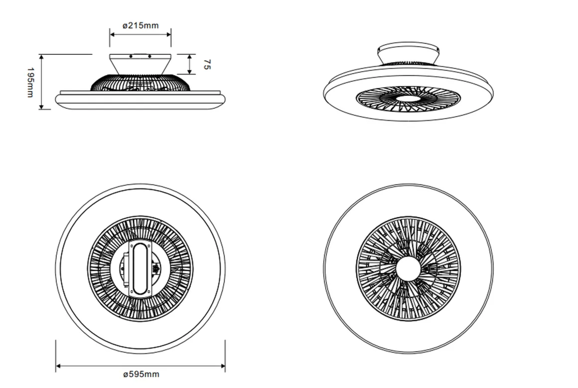 Visby takvifte 59 cm 39,6W 3000-6500K LED m/fjernkontroll - Krom